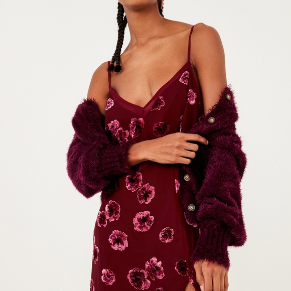 sophie velvet floral midi dress